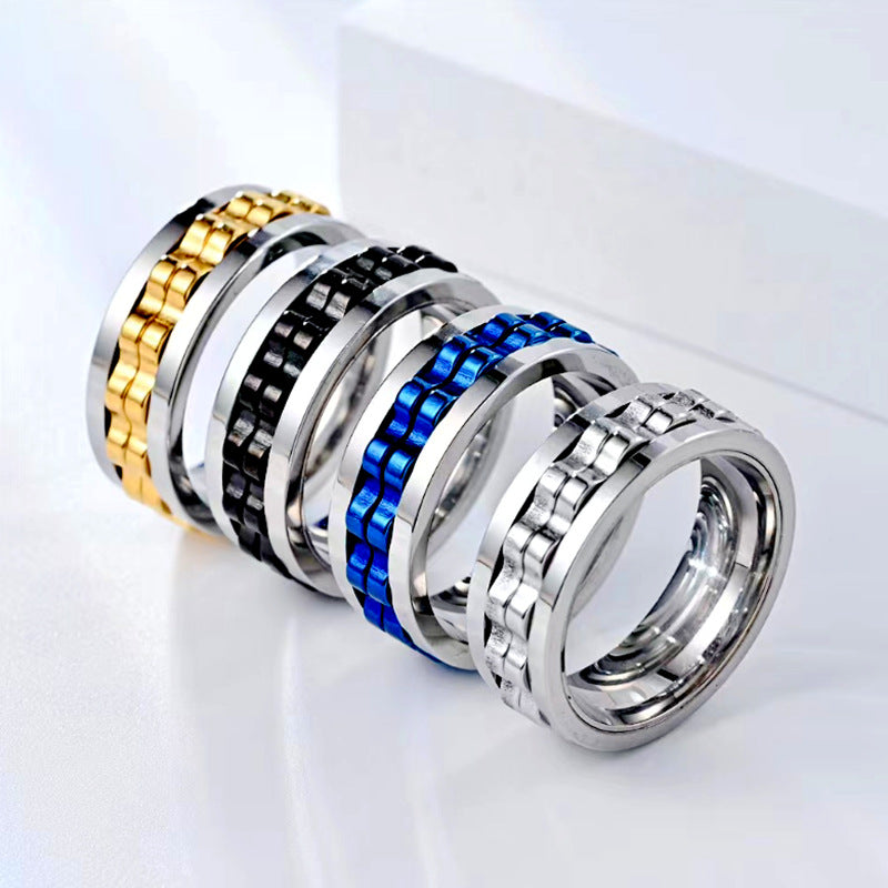 Titanium Spinner Square Texture Ring