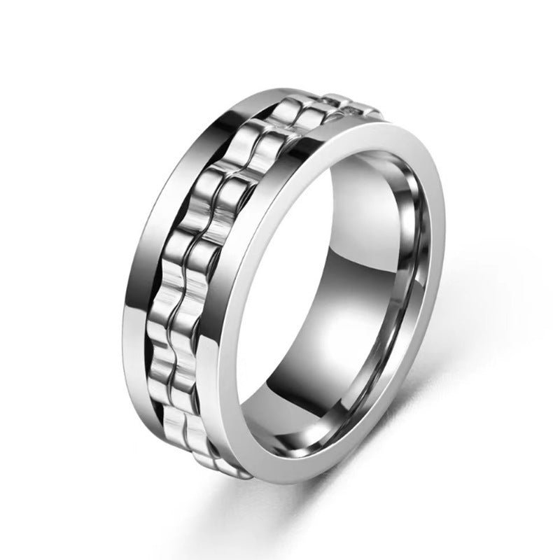 Titanium Spinner Square Texture Ring